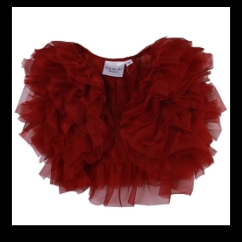 Ooh la la couture girls 14 ruffle shrug crop red